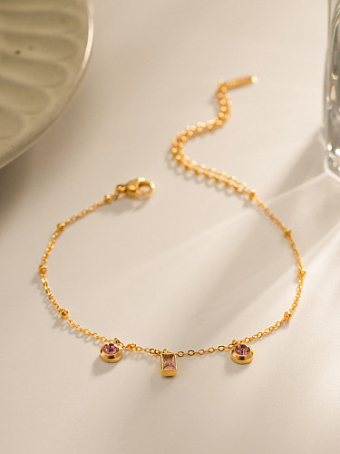Bracelets en diamant artificiel avec incrustation de placage en acier inoxydable, ronds et carrés à la mode, 1 pièce