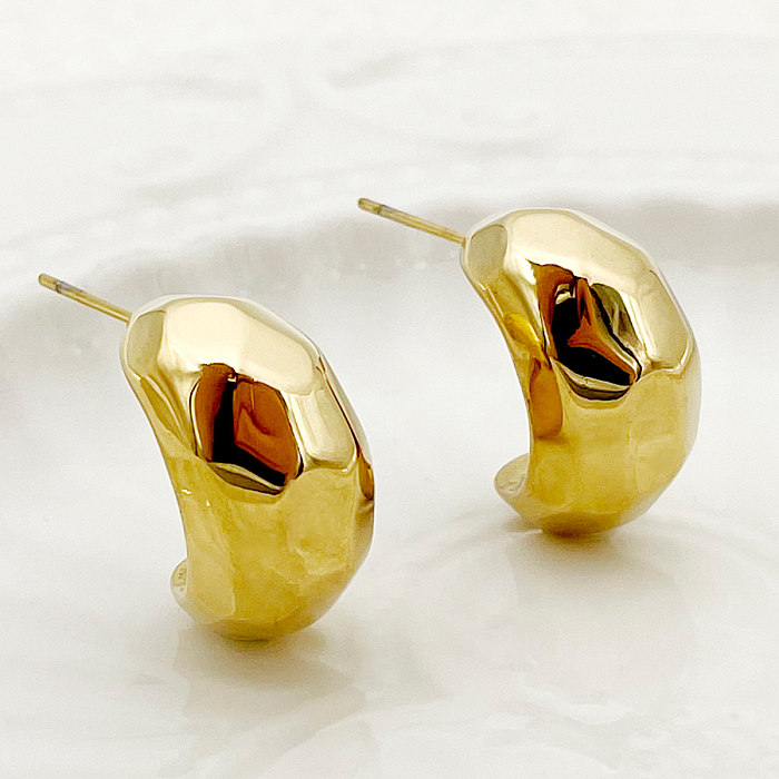 1 Pair Simple Style Commute Solid Color Plating Stainless Steel  Gold Plated Earrings