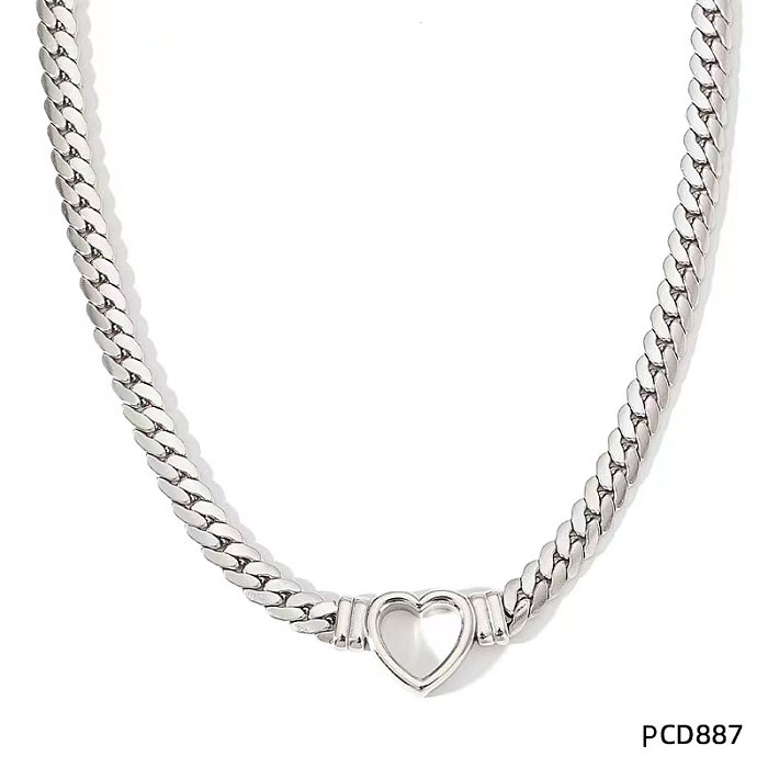 Herzförmige Halskette im IG-Stil mit Edelstahlbeschichtung