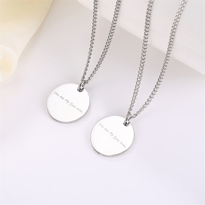 Casual Simple Style Human Round Stainless Steel  Stainless Steel Pendant Necklace In Bulk