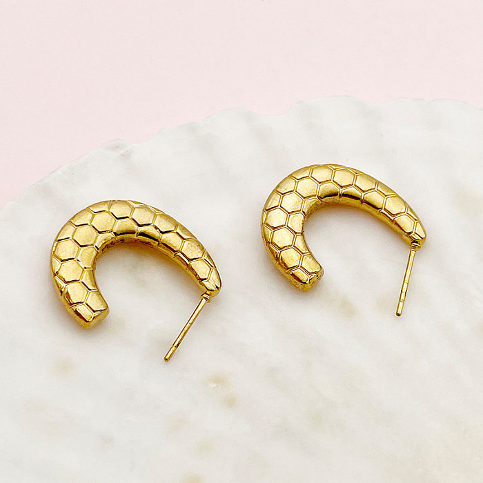 1 par de pinos de orelha banhados a ouro de aço inoxidável com chapeamento irregular
