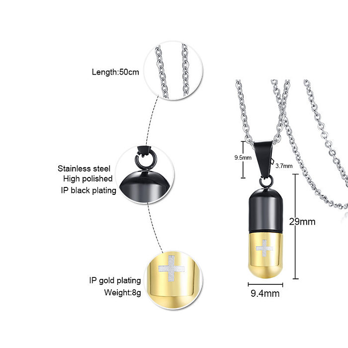 Fashion Geometric Pill Stainless Steel Necklace Plating Stainless Steel  Necklaces