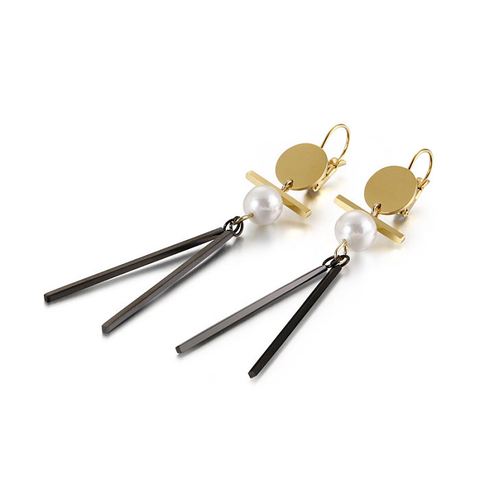Fashion Circle Long Gold Stainless Steel  Earrings Wholesale jewelry