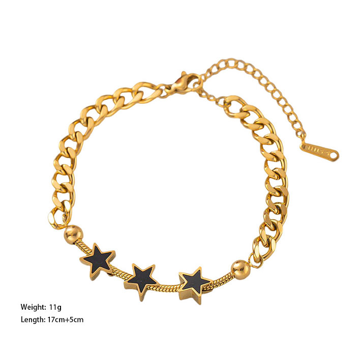 Simple Style Star Titanium Steel Plating Gold Plated Bracelets