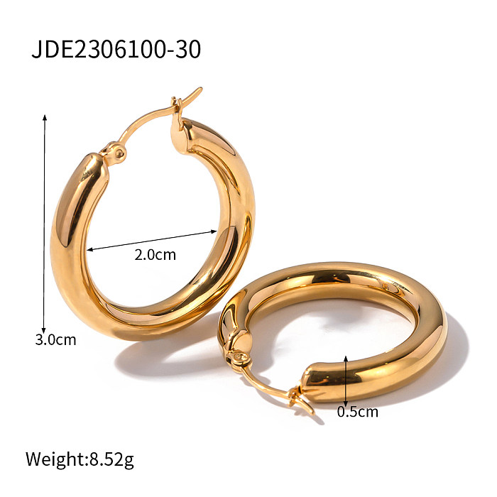 1 Pair IG Style Simple Style Round Plating Stainless Steel  18K Gold Plated Earrings