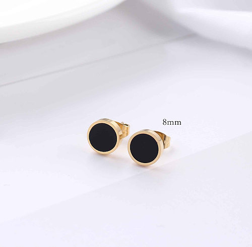 1 Pair Casual Simple Style Round Plating Inlay Stainless Steel  Artificial Gemstones Gold Plated Ear Studs