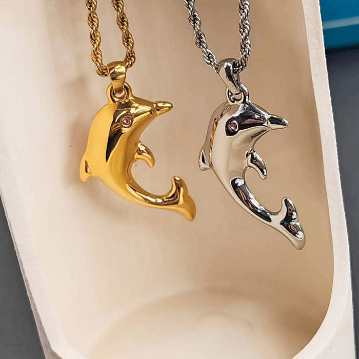 Fashion Dolphin Stainless Steel  Stainless Steel Plating Pendant Necklace 1 Piece