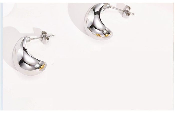 1 paire de clous d'oreilles en acier inoxydable plaqué en forme de C de Style Simple