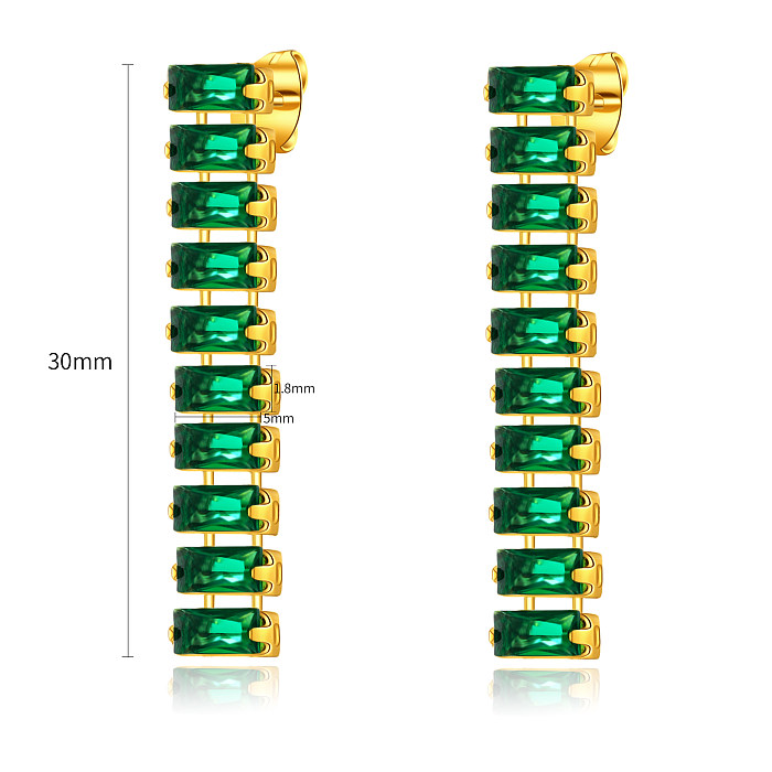 1 Pair Basic Simple Style Classic Style Solid Color Plating Inlay Stainless Steel  Zircon Gold Plated Ear Studs