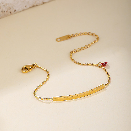 Bracelets plaqués or 18 carats, Style Simple, forme de cœur, couleur unie, acier inoxydable, titane, vente en gros