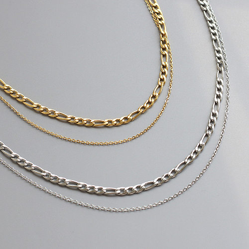 Colliers superposés plaqués or 18 carats en acier inoxydable géométrique de style simple, vente en gros