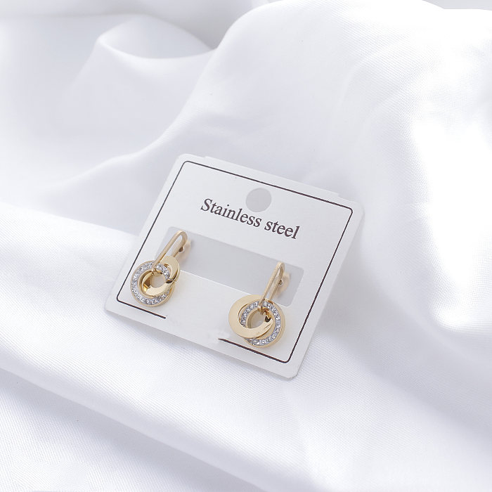 1 par retro romântico estilo simples borboleta águia chapeamento incrustação strass de aço inoxidável diamante banhado a ouro brincos