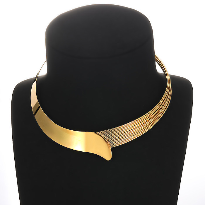 1 Piece Glam Vintage Style Fashion Lines Stainless Steel  Plating Choker