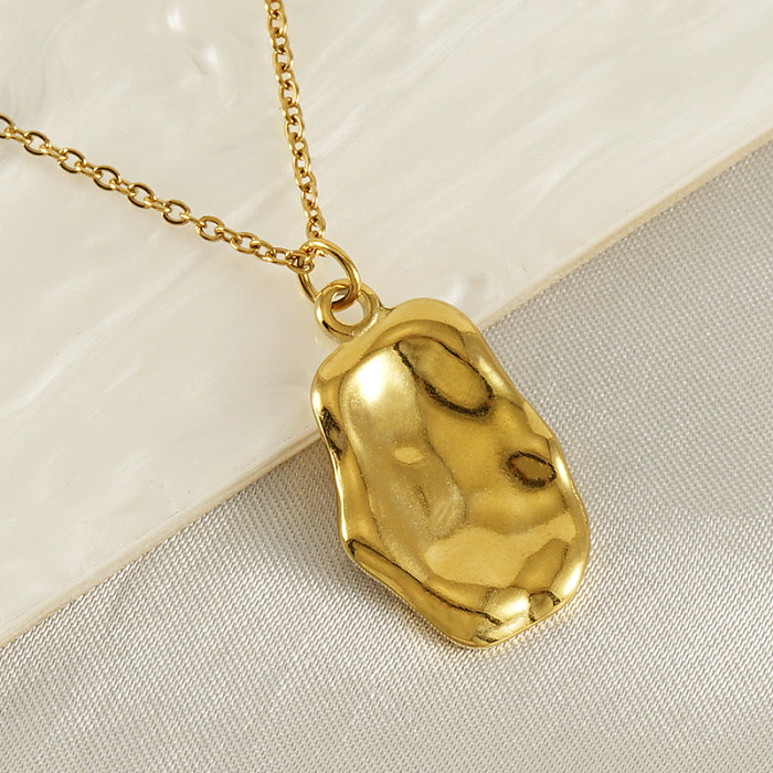 Wholesale Casual Solid Color Stainless Steel  18K Gold Plated Pendant Necklace