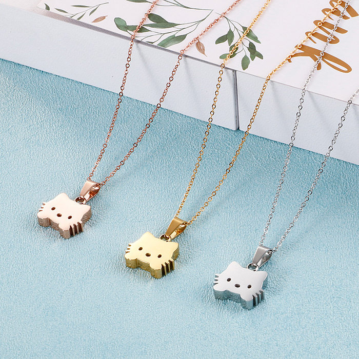 Stainless Steel  Cute Cat Clavicle Chain Necklace Wholesale Jewelry jewelry