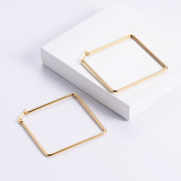 Simple Style Square Stainless Steel  Earrings Plating Stainless Steel  Earrings