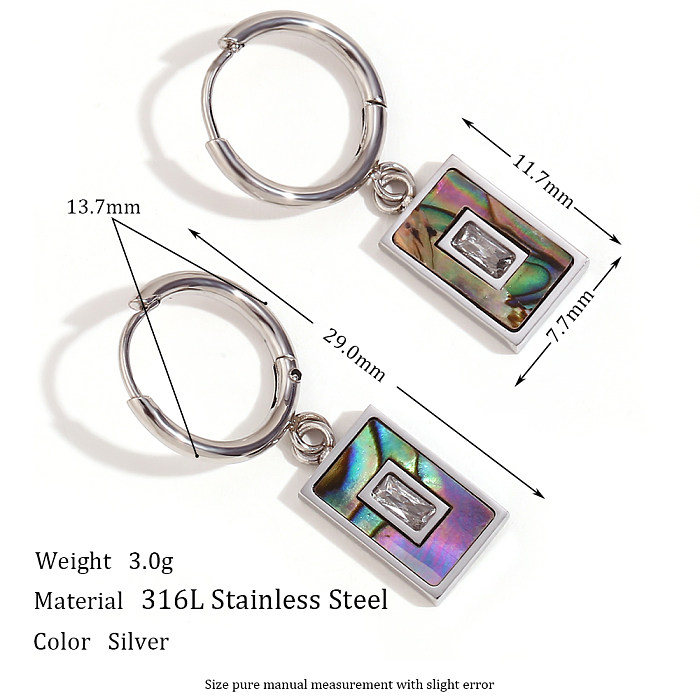1 Pair Vintage Style Geometric Inlay Stainless Steel  Rhinestones Drop Earrings
