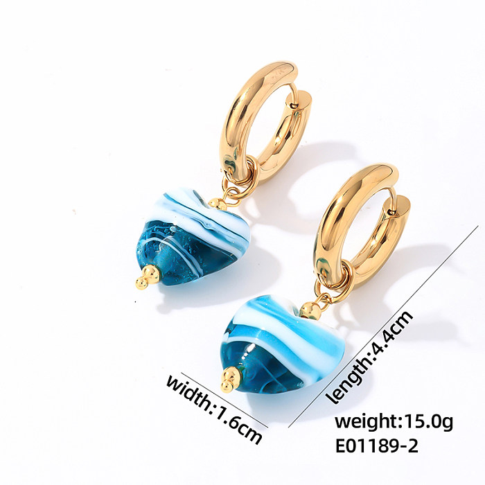 1 Paar lässige, schlichte, herzförmige, vergoldete Ohrhänger aus Edelstahl