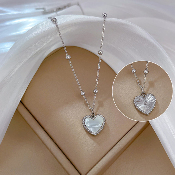 Collier pendentif en forme de cœur pour femme, plaqué acier inoxydable, 1 pièce