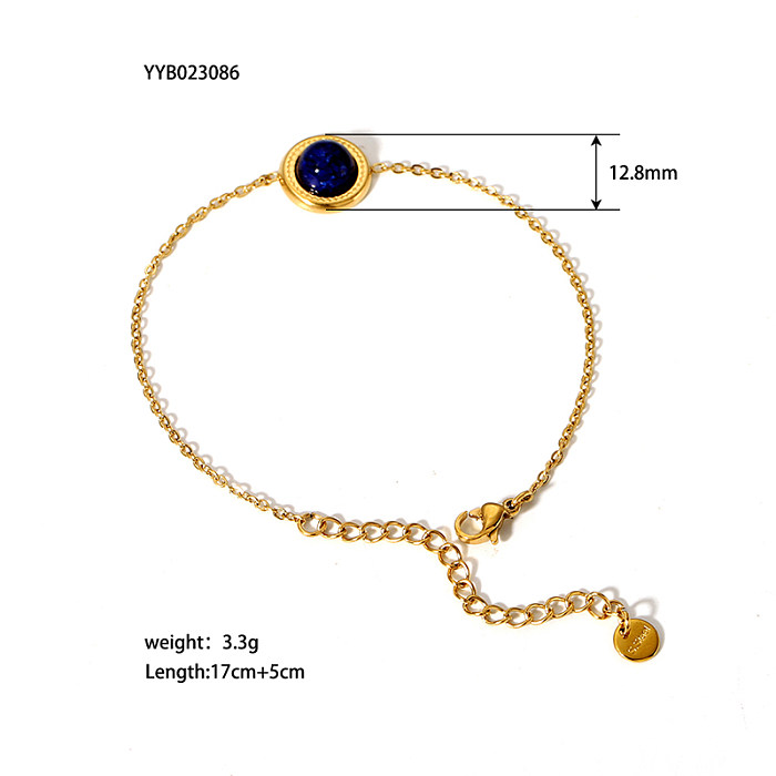Bracelets turquoise ronds en acier inoxydable plaqué or 14 carats de style baroque rétro en vrac