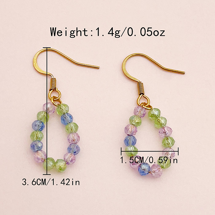 1 Piece Casual Simple Style Geometric Beaded Plating Stainless Steel  Gold Plated Drop Earrings