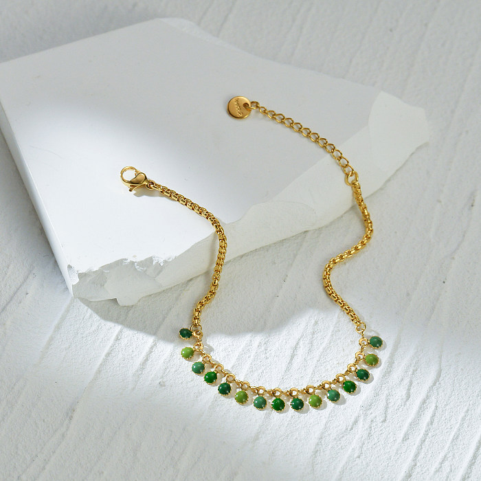 Bracelets de perles rondes plaquées en acier inoxydable, 1 pièce, à la mode