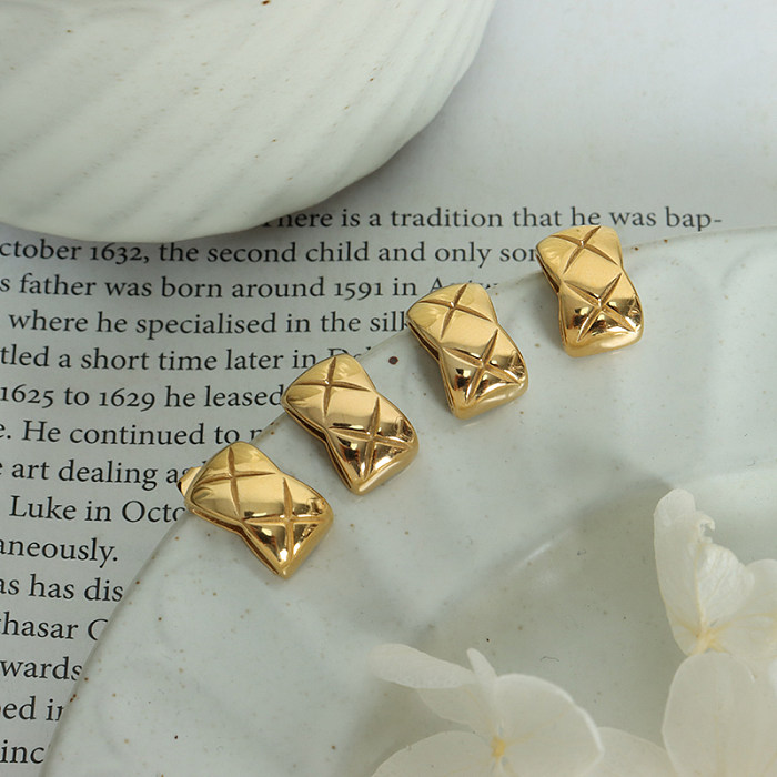 1 Pair Elegant Simple Style Solid Color Plating Stainless Steel 18K Gold Plated Ear Studs