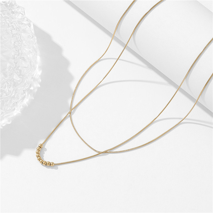 Simple Style Solid Color Stainless Steel Copper Tassel Plating 14K Gold Plated Necklace