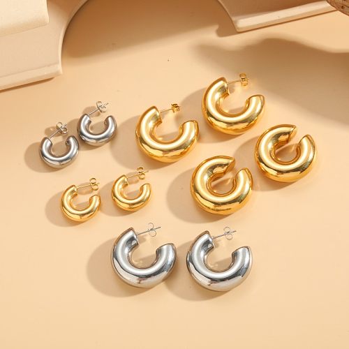 1 Paar klassische Streetwear-Ohrringe mit geometrischer Beschichtung aus Edelstahl mit 14-Karat-Vergoldung