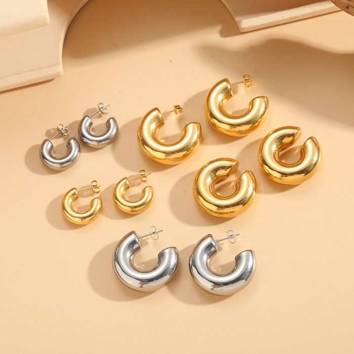 1 paire de boucles d'oreilles en acier inoxydable plaqué or 14 carats, Style classique, Streetwear, placage géométrique