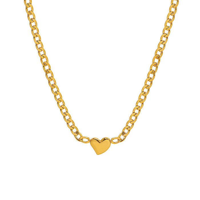 Venta al por mayor Collar colgante chapado en oro de 18 quilates de acero inoxidable con forma de corazón de estilo simple de hip-hop