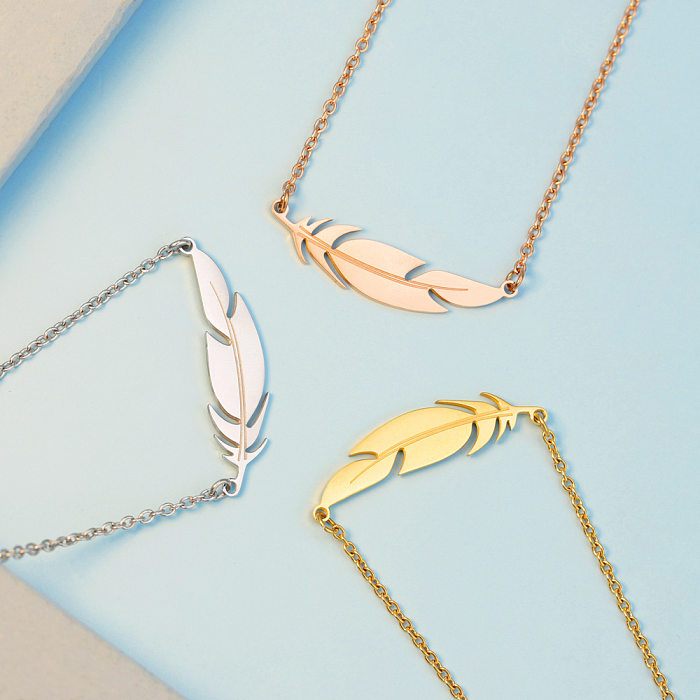 Fashion Feather Stainless Steel  Necklace Plating Stainless Steel  Necklaces