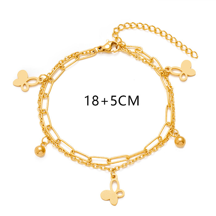 Bracelets en acier titane plaqué or, Style français, imprimé patte d'arbre, en forme de cœur, vente en gros