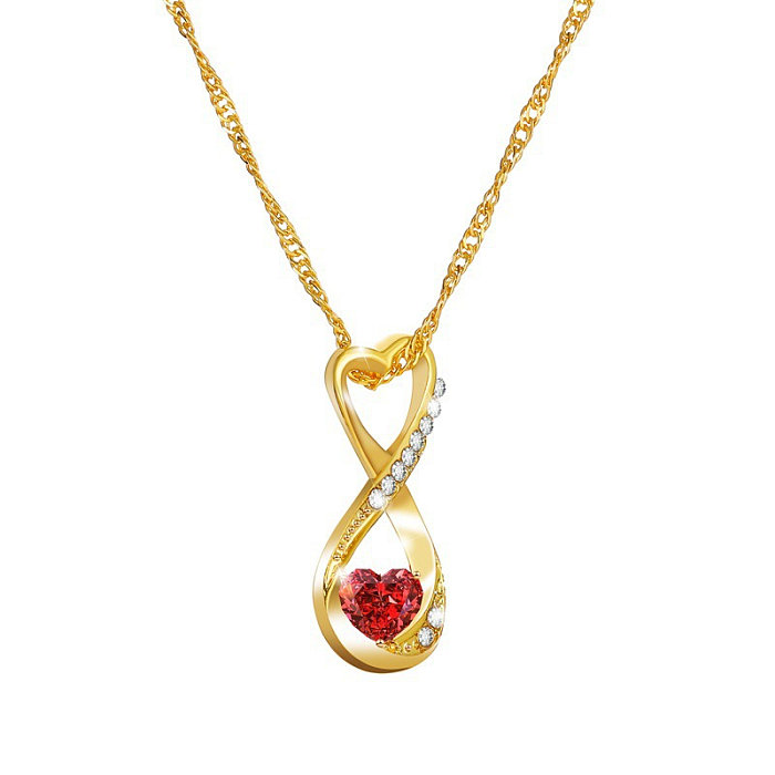 Casual Simple Style Cross Infinity Heart Shape Stainless Steel Copper Plating Hollow Out Inlay Crystal Rhinestones Zircon 18K Gold Plated Gold Plated Silver Plated Pendant Necklace