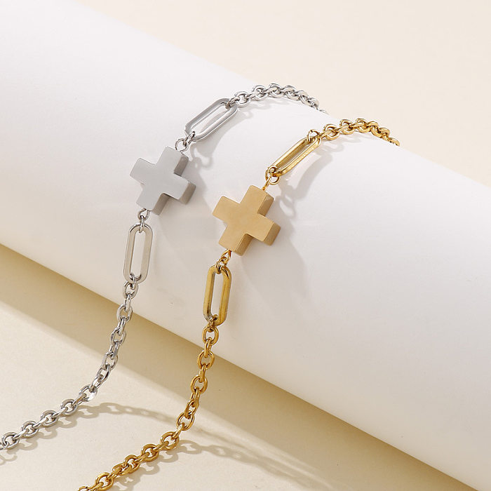 Moda jóias de aço inoxidável retro cruz pulseira pulseira de costura personalizada