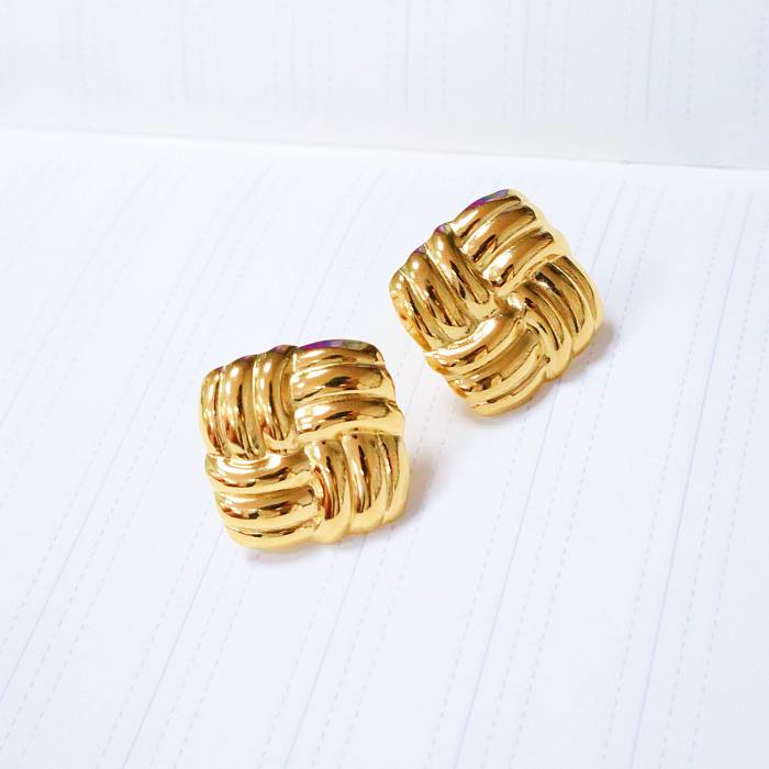 1 Pair Simple Style Knot Plating Stainless Steel  Ear Studs