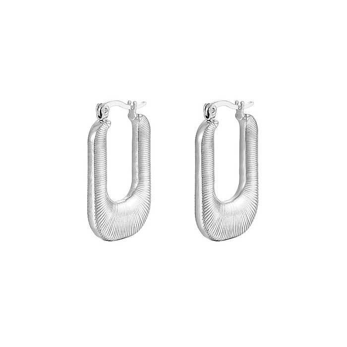 1 paire de boucles d'oreilles en acier inoxydable plaqué or 18 carats, Style Vintage, Simple, en forme de U, couleur unie