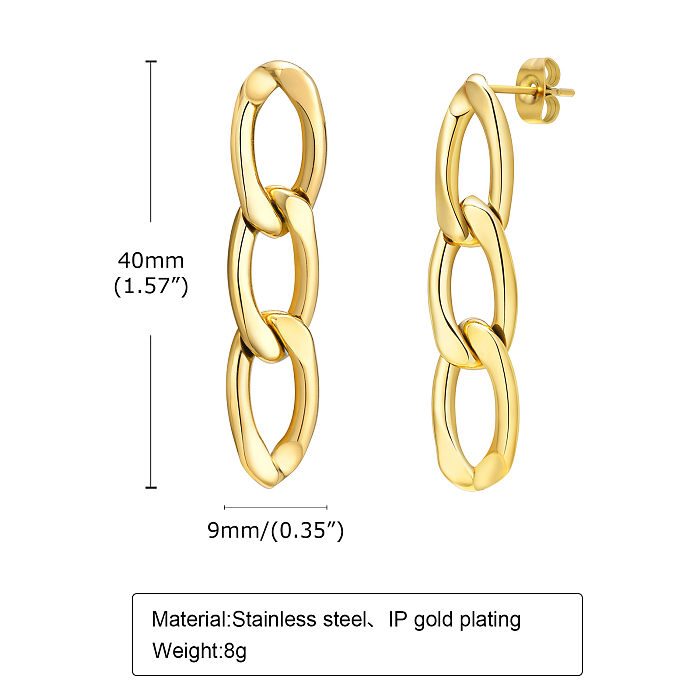 1 Pair Simple Style Chain Plating Stainless Steel  Gold Plated Drop Earrings