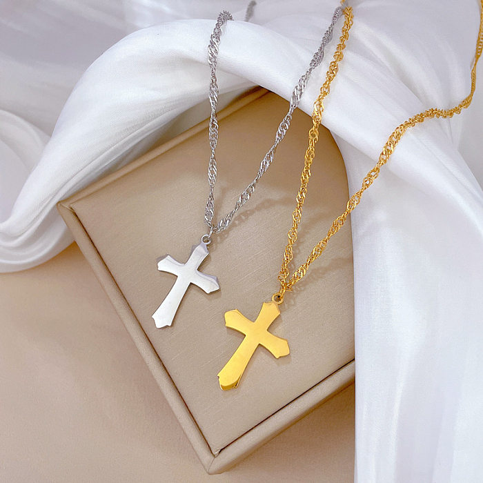 Großhandel Halskette mit Kreuz-Anhänger aus Edelstahl im Ethno-Stil