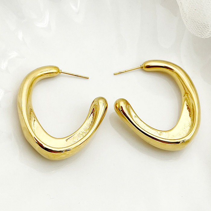 1 Pair Streetwear Commute C Shape Plating Stainless Steel  Gold Plated Ear Studs