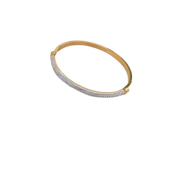 Bracelet plaqué or en Zircon avec incrustation irrégulière en acier titane de couleur unie de Style classique