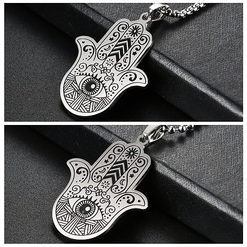 Casual Hip-Hop Simple Style Palm Stainless Steel  Pendant Necklace