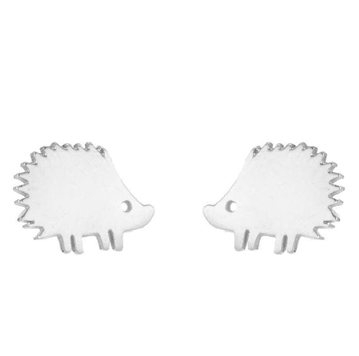 Women'S Fashion Hedgehog Stainless Steel  No Inlaid Ear Studs Stainless Steel  Earrings