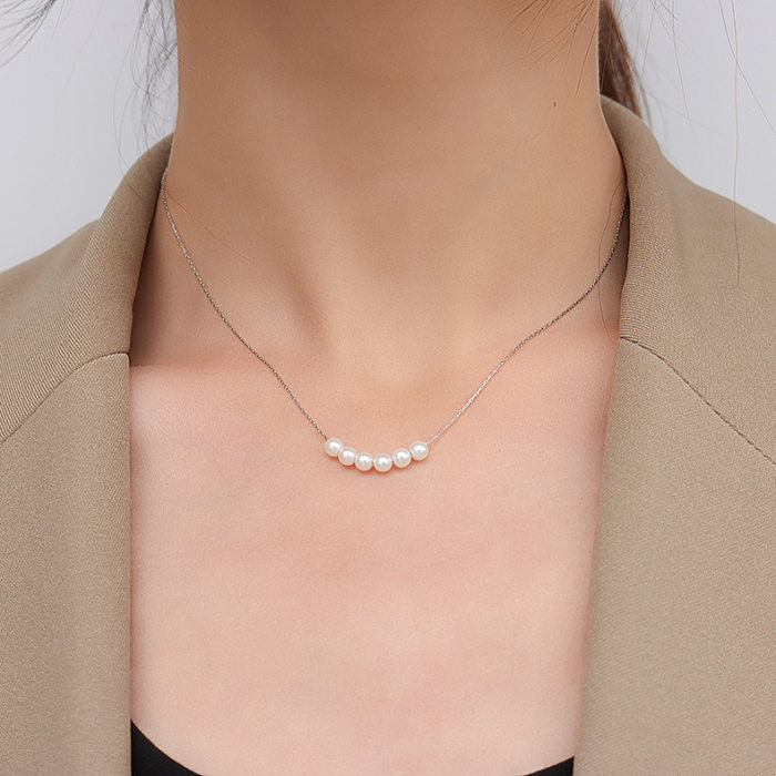 Simple Pearl Clavicle Chain Jewelry Stainless Steel Necklace