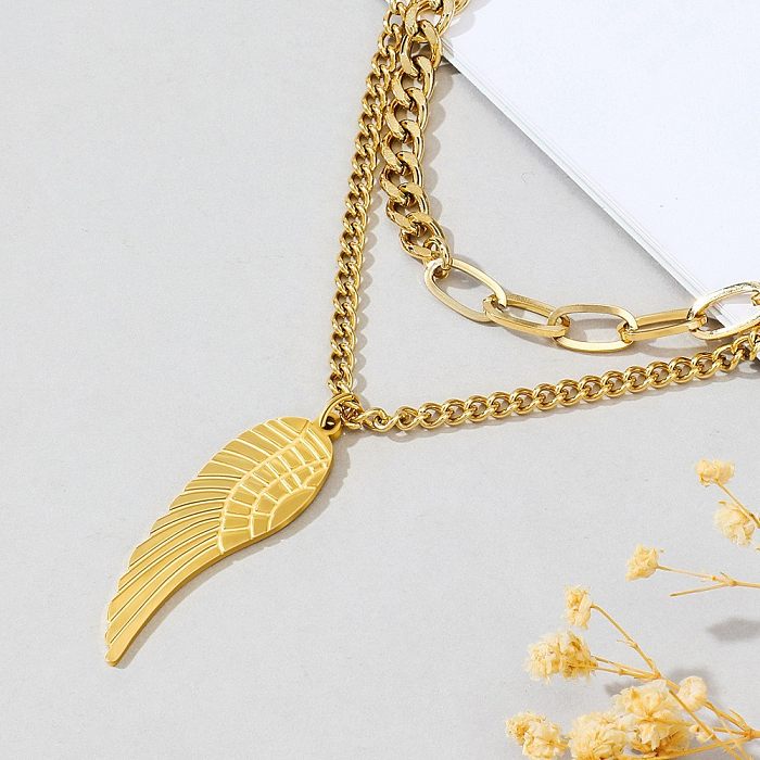 Wholesale Hip-Hop Wings Stainless Steel  Layered Necklaces