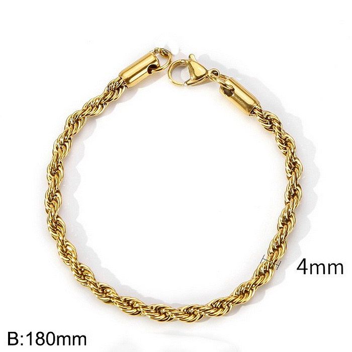 Simple Style Twist Stainless Steel Plating 18K Gold Plated Bracelets