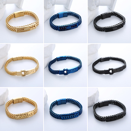 Hip-Hop Punk Style romain couleur unie en acier inoxydable chaîne de placage torsadé bracelets plaqués or 18 carats