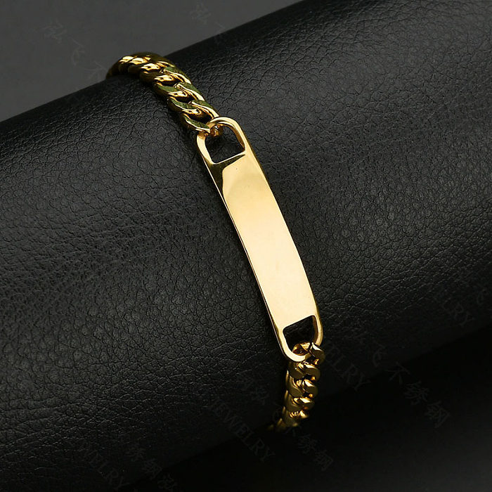 Titanium&Stainless Steel Simple Geometric ID Bracelet (Small Steel Color)  Fine Jewelry NHHF1306-Small-steel-color