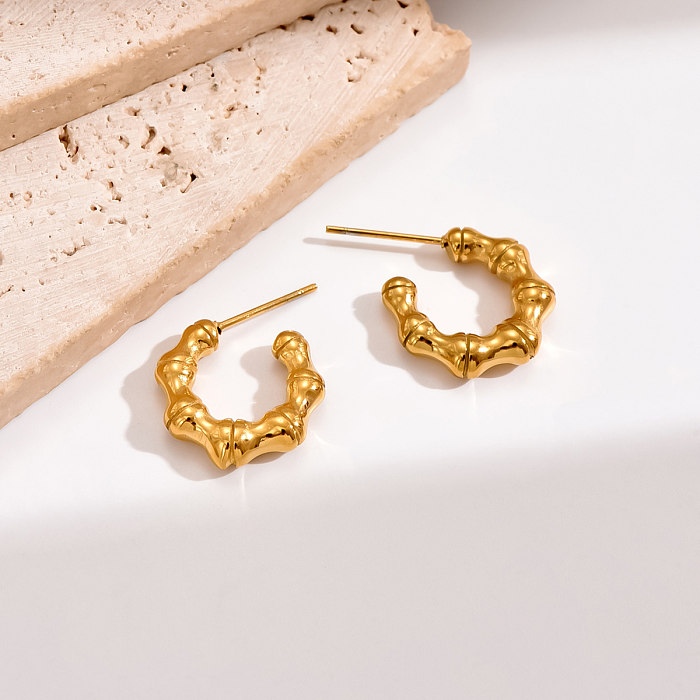 1 Pair Modern Style Simple Style C Shape Plating Stainless Steel  14K Gold Plated Ear Studs