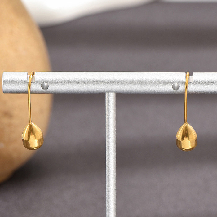 1 Pair French Style Simple Style Water Droplets Stainless Steel  Plating 14K Gold Plated Earrings